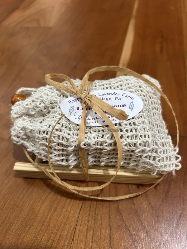 Large size lavender soap with exfoliant bag and soap holder - Image 2